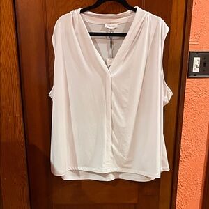 Calvin Klein White V-Neck Blouse